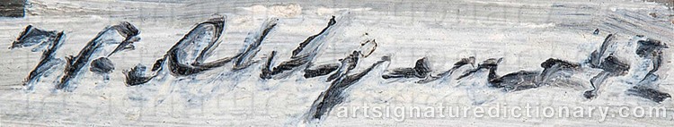 Authentic signature by William AHLGREN on Painting/Watercolour artwork