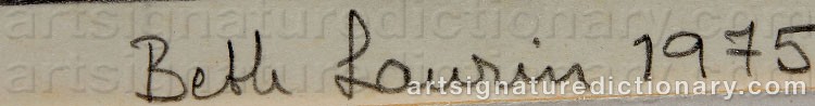 Authentic signature by Beth LAURIN on  artwork