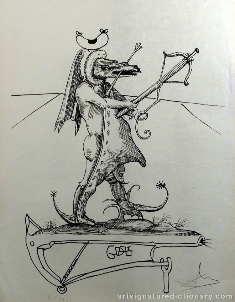 Close-up details showing Salvador DALI signature forgery characteristics