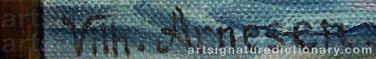 Authentic signature by Vilhelm Karl Ferdinand ARNESEN on Painting/Watercolour artwork