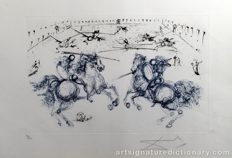 Close-up details showing Salvador DALI signature forgery characteristics