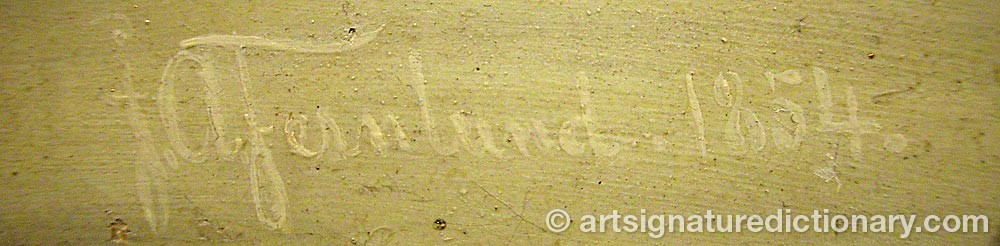 Authentic signature by J A FERNLUND on  artwork