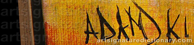 Authentic signature by Antoni ADAMSKI on  artwork