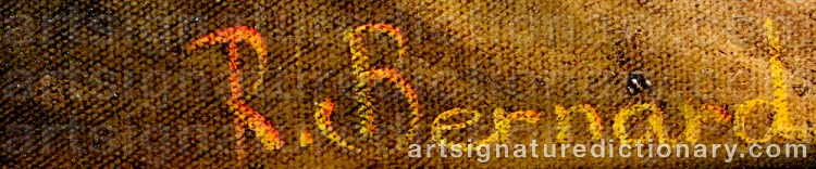 Authentic signature by R BERNARD on  artwork