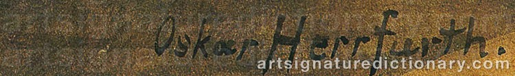 Authentic signature by Oskar HERRFURTH on  artwork