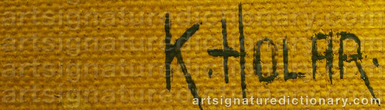 Authentic signature by Knud HOLAR on Painting/Watercolour artwork