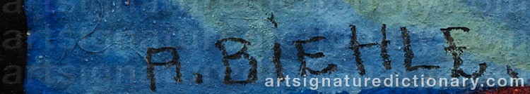 Authentic signature by August BIEHLE on artwork