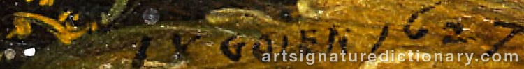 Authentic signature by Jan Josefsz Van GOYEN on  artwork