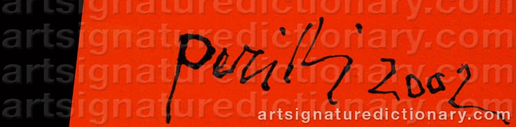Authentic signature by Achille PERILLI on  artwork