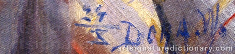 Authentic signature by Dora WAHLROOS on Painting/Watercolour artwork