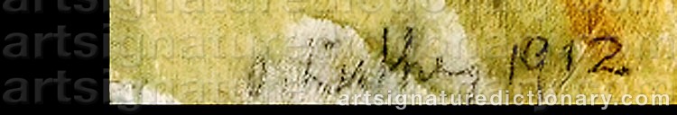 Authentic signature by Oskar Wilhelm LÜTHY on  artwork