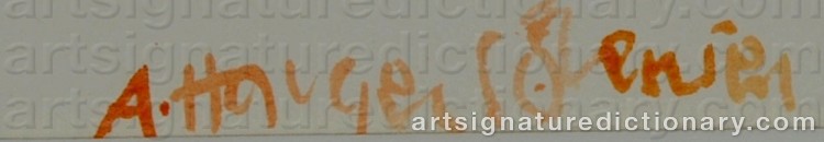 Authentic signature by Arne Haugen SØRENSEN on artwork