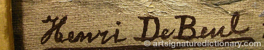 Authentic signature by Henri De BEUL on artwork