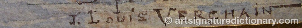 Authentic signature by Louis VERCHAIN on  artwork