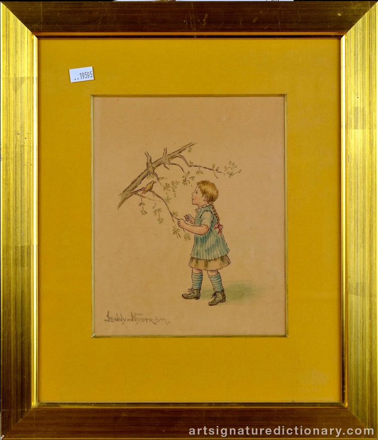 Close-up details showing Jenny NYSTRÖM signature forgery characteristics