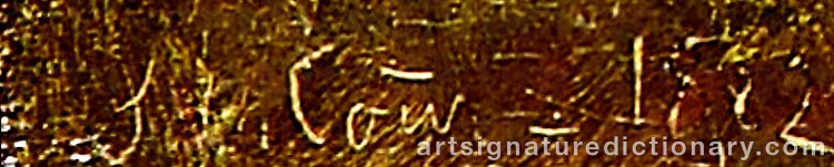 Authentic signature by Janus Andreas La COUR on  artwork