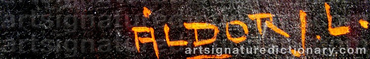 Authentic signature by János Lászlo ALDOR on artwork