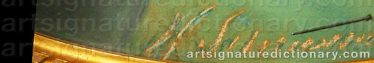 Authentic signature by Hulda SCHENSON on  artwork