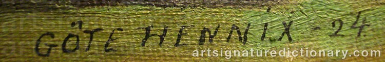 Authentic signature by Göte HENNIX on  artwork