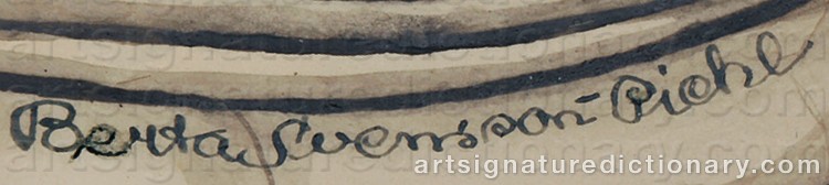 Authentic signature by Berta Maria SVENSSON-PIEHL on artwork