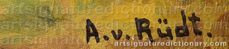 Authentic signature by August Von RÜDT on  artwork