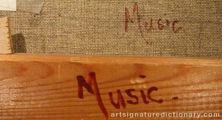 Close-up details showing Zoran Antonio MUSIC signature forgery characteristics
