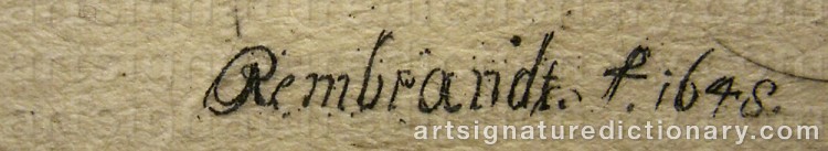 Forged signature of Rembrandt Harmenszoon Van RIJN