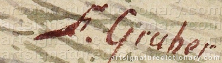 Authentic signature by F. GRUBER on  artwork
