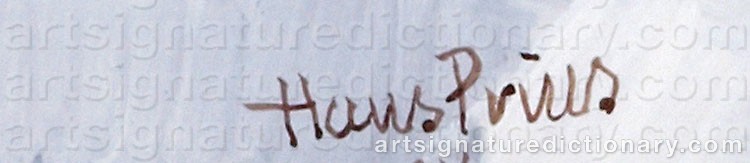 Authentic signature by Hans PRINS on  artwork