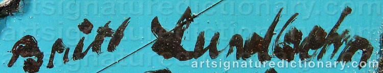 Authentic signature by Britt LUNDBOHM-REUTERSVÄRD on  artwork