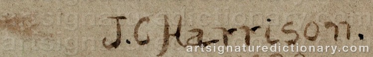 Authentic signature by John Cyril HARRISON on  artwork