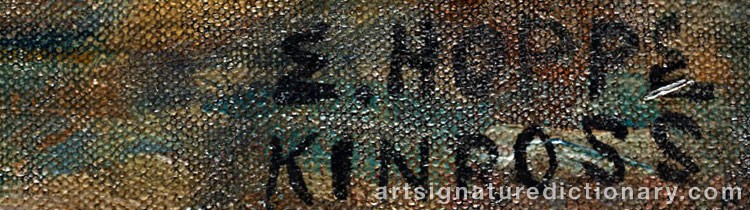 Authentic signature by Erna HOPPE KINROSS on  artwork