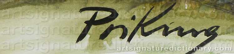 Authentic signature by Franz PRIKING on artwork