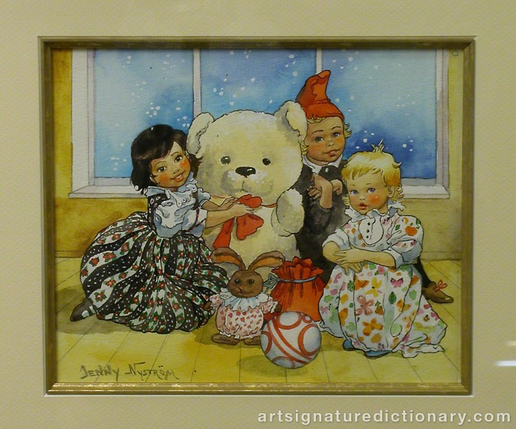 Close-up details showing Jenny NYSTRÖM signature forgery characteristics