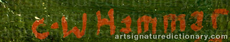 Authentic signature by Carl-William HAMMAR on  artwork