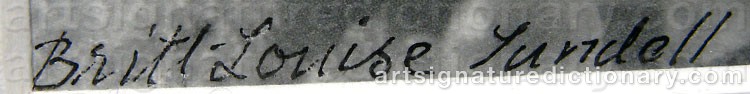 Authentic signature by Britt-Louise SUNDELL-NEMES on artwork
