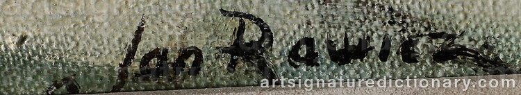 Authentic signature by Jan RAWICZ on  artwork