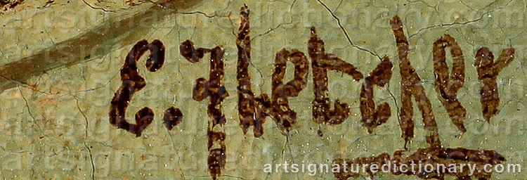 Authentic signature by Edwin Henry Eugène FLETCHER on  artwork