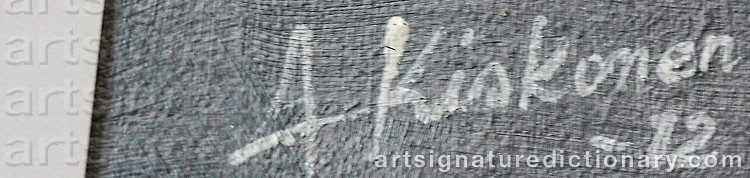 Authentic signature by Aleksi KISKONEN on artwork