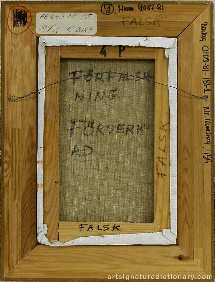 Close-up details showing Lennart JIRLOW signature forgery characteristics