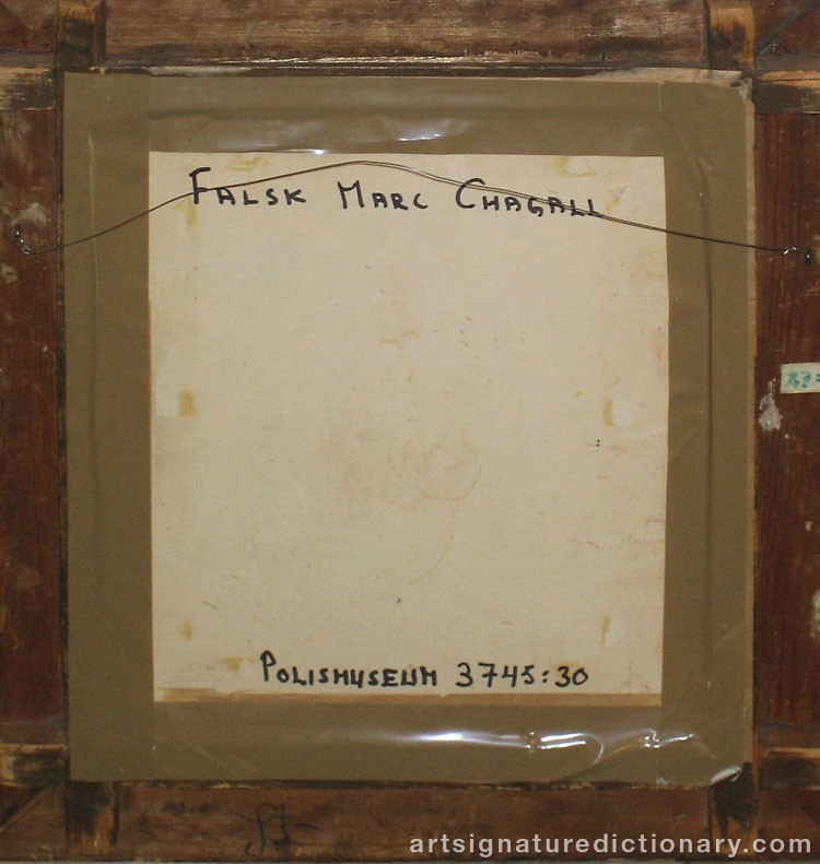 Close-up details showing Marc CHAGALL signature forgery characteristics