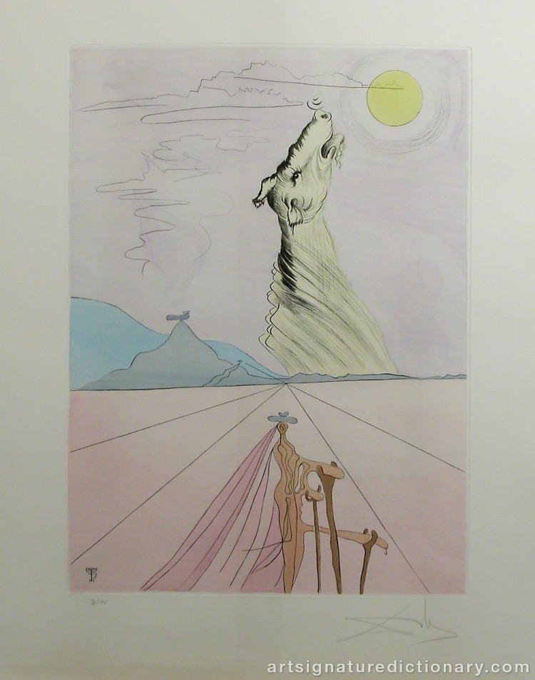 Close-up details showing Salvador DALI signature forgery characteristics