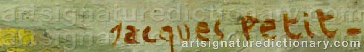 Authentic signature by Jacques PETIT on  artwork