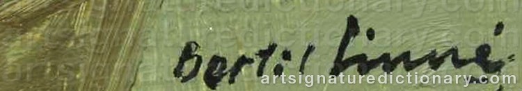 Authentic signature by Bertil LINNÉ on artwork