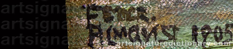 Authentic signature by Ester Dorothea ALMQVIST on artwork