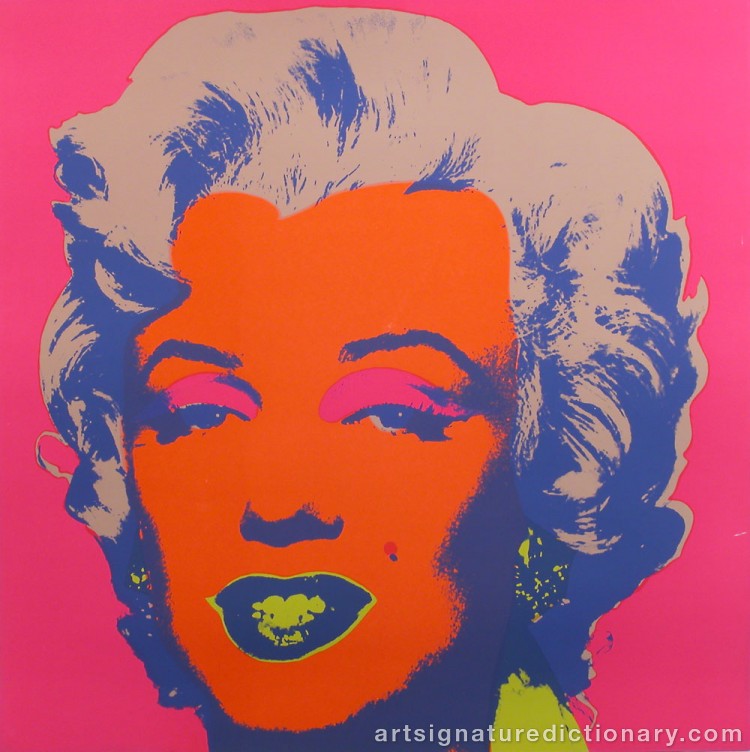 Close-up details showing Andy WARHOL signature forgery characteristics