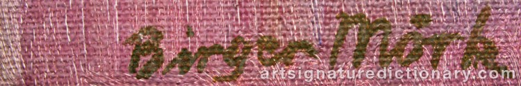 Authentic signature by Birger MÖRK on  artwork