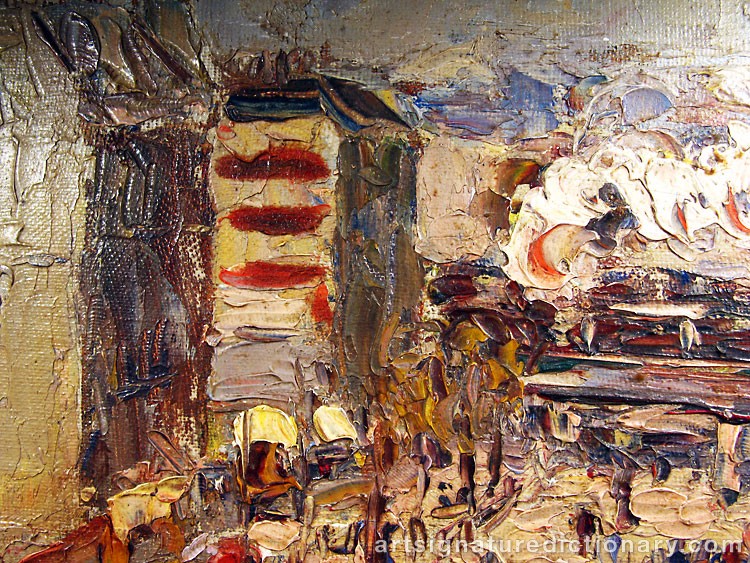 Close-up details showing Konstantin Alexeievich KOROVIN signature forgery characteristics