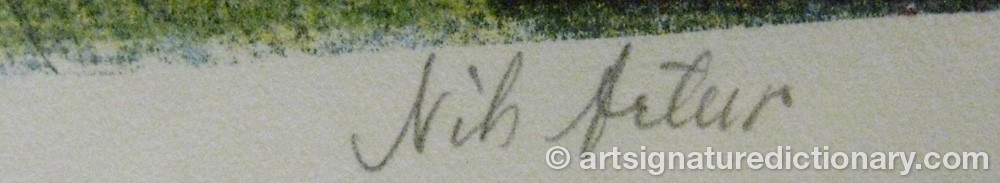 Authentic signature by Nils Artur NILSSON on  artwork