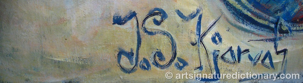 Authentic signature by Johannes S. KJARVALL on  artwork